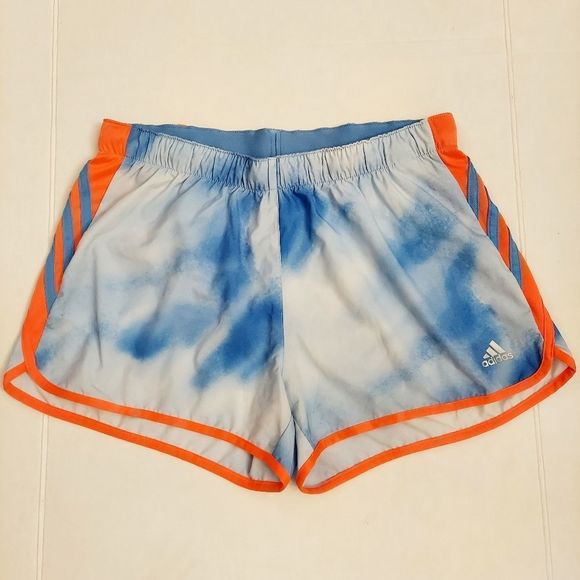 adidas Pants - ADIDAS Climalite Running Summer Shorts in Blue with Orange Stripes sz S/M